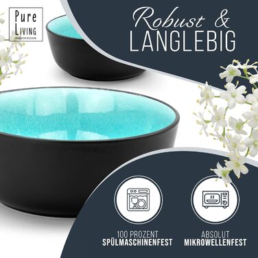 Набір кавових чашок з 6 шт. Ibiza - Чашки з кераміки преміум-класу, можна мити в посудомийній машині та мікрохвильовій печі, стійкий до подряпин - Стильний набір чашок для чаю та кави - Чистий живий посуд, набір посуду в аквамарині (набір з 48 предметів)