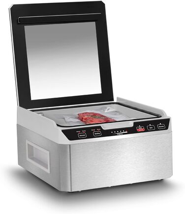 Камерний вакуумний пакувальник з нержавіючої сталі, вакуумна камера 3л 70 л/хв, подвійне зварювання, регульований час вакууму та зварювання, 1417 одинарний, 40 -