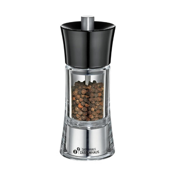 Регульований помел від дрібного до грубого, Керамічна шліфувальна машина Zassenhaus Зроблено в Німеччині , Ручний млин для перцю , Вже наповнений , Акрил чорний