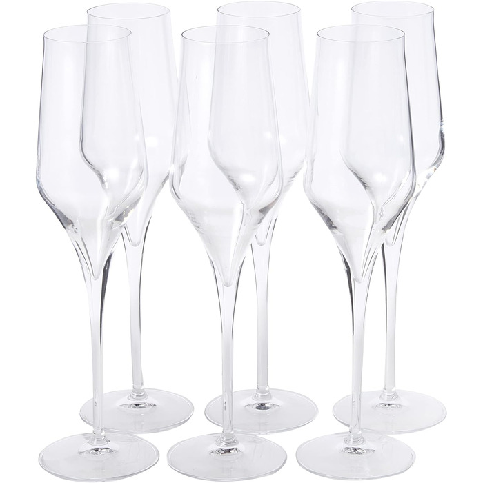 Коробка з 6 флейт для шампанського кришталево прозора 6,4 x 6,4 x 25 см, 7540461 Supremo