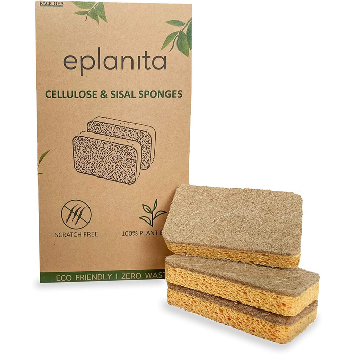 Набір натуральна целюлозна губка та сизалева губка 3 шт eplanita