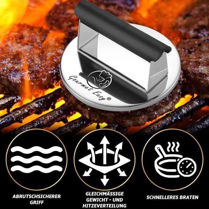 Прес для бургерів з ручкою, нержавіюча сталь Gourmet Easy