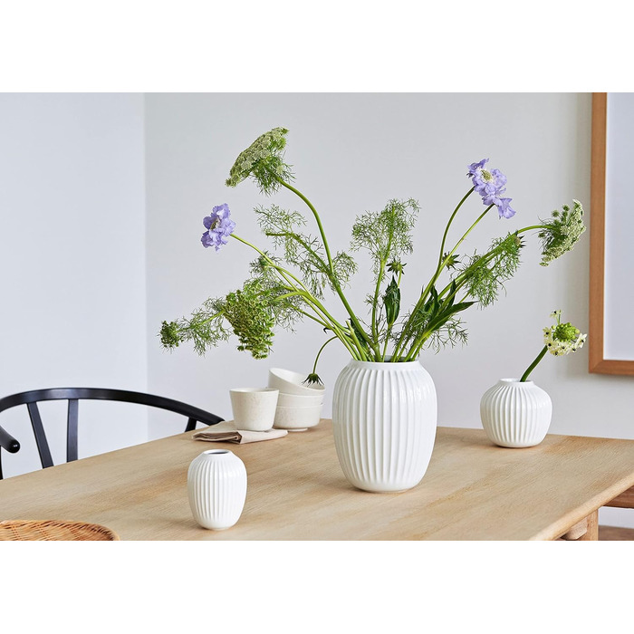 Ваза Hammershøi Данський дизайн для квітів ручної роботи, біла (H25.5 см, біла)