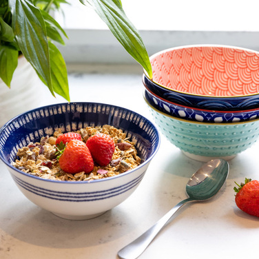 Набор мисок Kiychen Craft Red and Blue Hues, керамика, диам. 15,5 см, 4 шт.