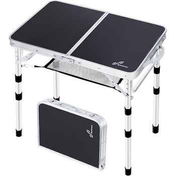 Складаний кемпінговий стіл з 3 рівнями висоти 60 х 40 см чорний Sportneer