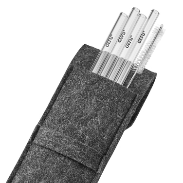 Набір трубочок для коктейлю 18 см, прозорі, 4 предмети у чохлі Future Gefu