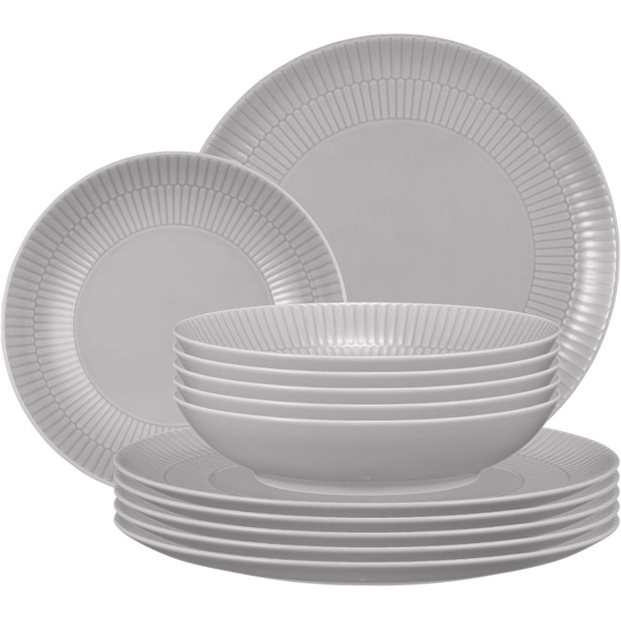 Набір тарілок на 6 персон, 12 предметів, сірий Amina Seltmann Weiden