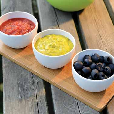 Набір мисок CookCo для закусок на бамбуковій підставці, 4 шт.