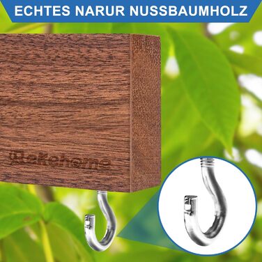 Магнітний тримач для ножів з 2 гачками, 40 см з дерева Rekehome