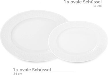 Набор посуды konsimo Combi на 6 персон Набор тарелок AMELIA Modern 18 предметов Столовый сервиз - Сервиз и наборы посуды - Комбинированный сервиз на 6 персон - Сервиз для семьи - Посуда (белое кружево, 25 шт.)