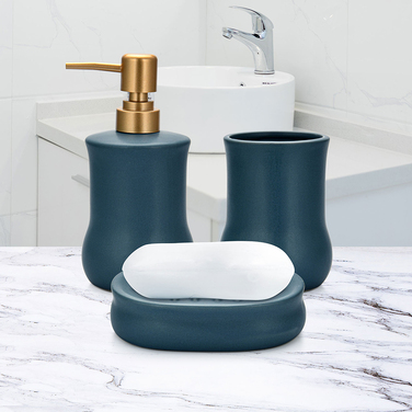 Дозатор рідкого мила Fissman 300 мл, стакан 400мл і мильниця в наборі (9510)