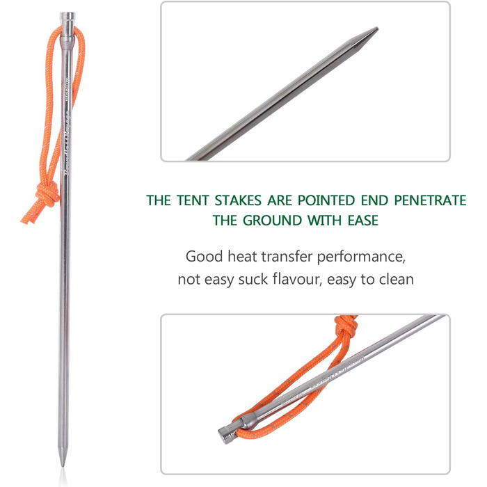 Титанові кілочки для намету довжиною 20 см 8 шт. Ti4006P iBasingo