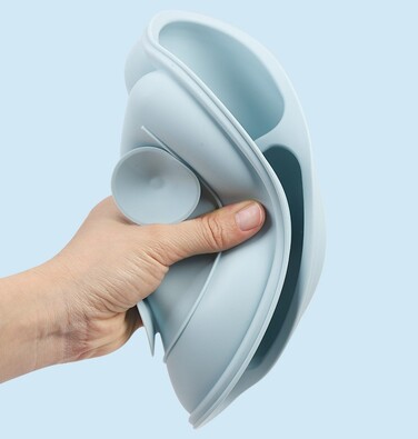 Набір дитячого посуду із силікону 9 предметів, сірий Hoidokly