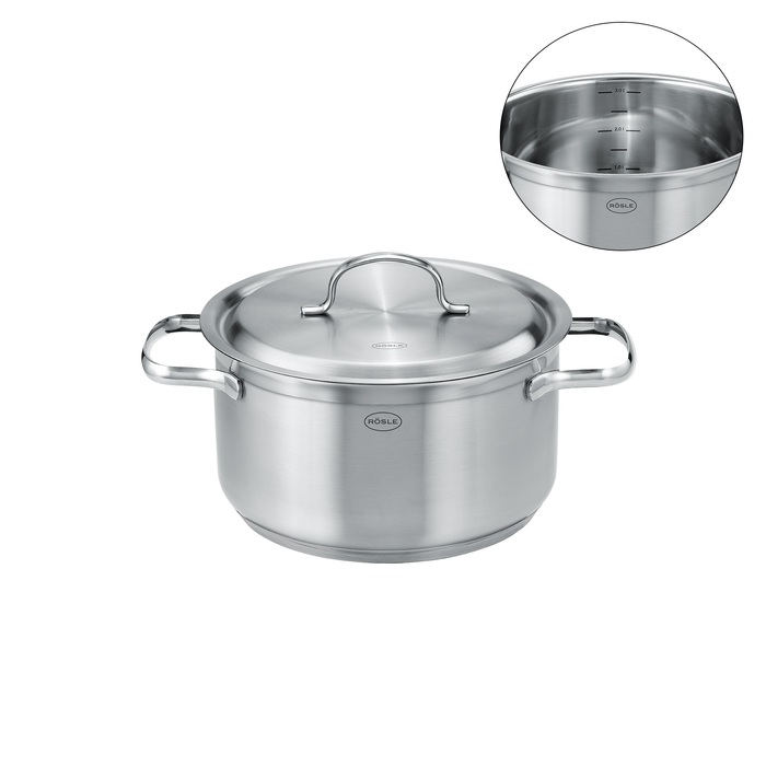 Набір з 3 каструль з кришками, нержавіюча сталь Pureelements Rosle