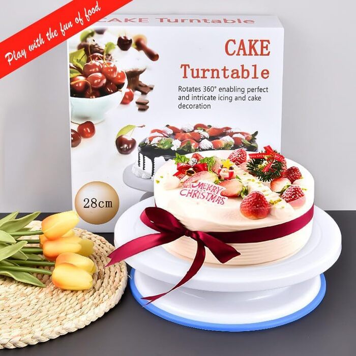 Підставка для торта 28 см обертова, біла SIVFOTID