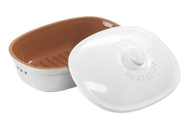 Горщик для зберігання хліба овальний 30 х 21 х 15 см білий Römertopf