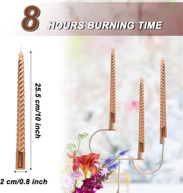 Набір з 4 конічних спіральних свічок 2 х 25,5 см, рожеве золото Alederways