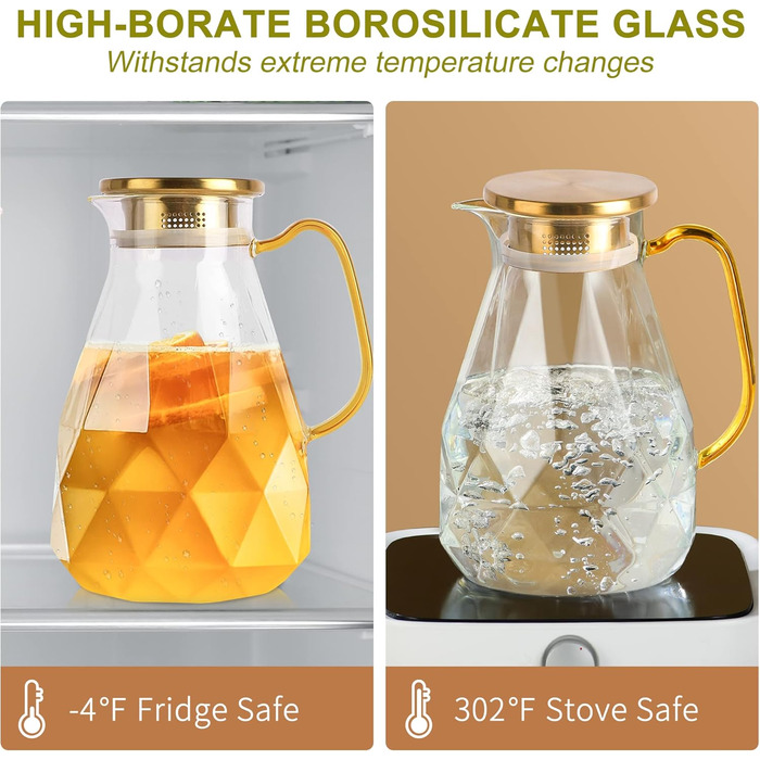 Скляний глечик для води з кришкою 2,2 л miudeco