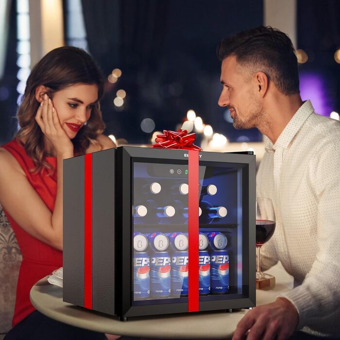 Міні-холодильник зі скляними дверцятами 37 л чорний EUHOMY