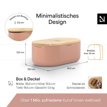 Хлібниця з бамбуковою  кришкою 35 x 19,5 x 13,5 см рожевий LARS NYSØM