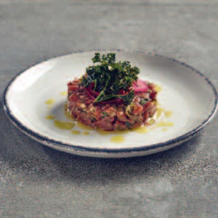 Тарелка плоская, 19 см, серый ободок, GenWare