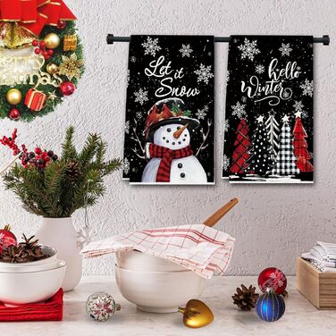 Набір з 2 різдвяних кухонний рушників 43 x 66 см, чорний YUNHENTONG