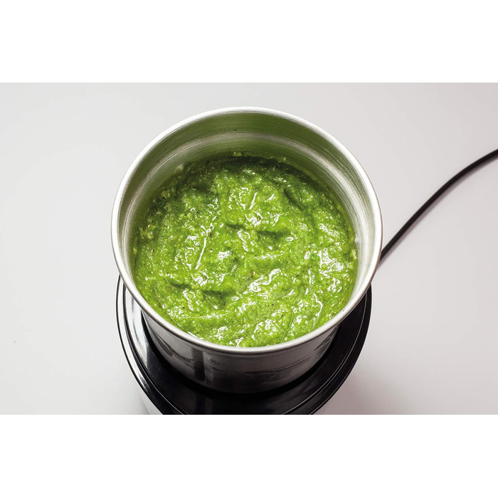 Електрична кавомолка з нержавіючої сталі, подрібнювач з додатковим контейнером з нержавіючої сталі для песто, горіхів, спецій, трав і багато іншого, 200 Вт, сріблястий контейнер з нержавіючої сталі з 4-кратним ножем