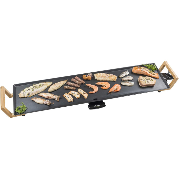 Электрический настольный гриль Bestron, гриль-пластина plancha/teppanyaki с антипригарным покрытием, удовольствие от гриля до 10 человек, удлиненная поверхность для гриля, 2 000 Вт, цвет черный (XXL)