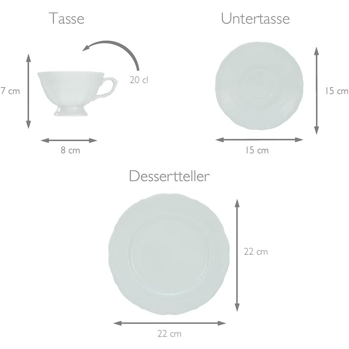 Порцеляна, білий (кавовий сервіз, 18 предметів, одинарний), 30 шт.