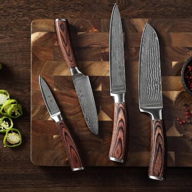 Набір кухонних ножів з дамаської сталі, 4 предмети Edib Wakoli