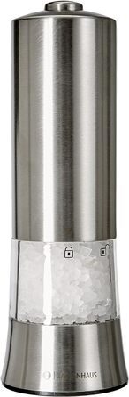 І GERA Керамічна шліфувальна машина нержавіюча сталь Точно регульований помел в т.ч. перцева начинка та батарейки Млин спецій Ø 6 x 18 см (соляний млин електричний)