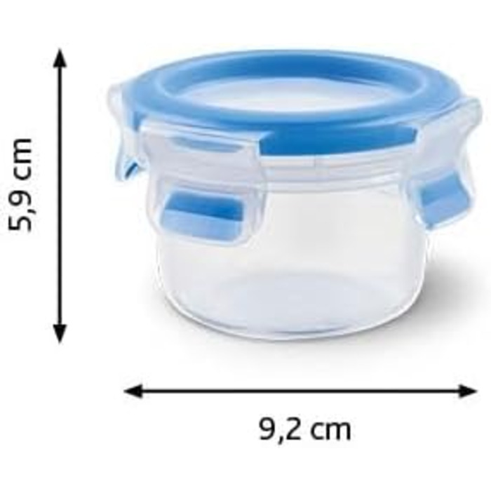 Набір контейнерів для зберігання продуктів EMSA Clip & Close, прямокутні, 5 x 0,8 л, коробки для зберігання, 100 герметичні, придатні для миття в посудомийній машині, морозильної камери та мікрохвильової печі, прозорі, сині, зроблені в Німеччині, N10307 (