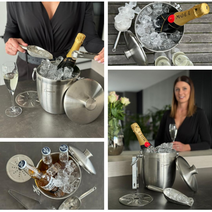 Ведро для льда 3 л с крышкой, совком и щипцами для льда Durawe Company