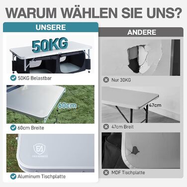 Стіл для кемпінгу 120 х 60 см EVER ADVANCED