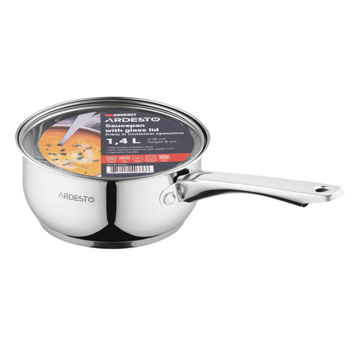 ARDESTO Gemini Ведро для гурманов, стеклянная крышка, 1,4 л, нержавеющая сталь