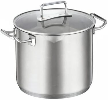 Форма для запікання RSLE EXPERTISO, універсальна ємність для приготування їжі з нержавіючої сталі 18/10, скляна кришка, внутрішня вага, підходить для індукційних плит, можна мити в посудомийній машині, срібляста (24 см, каструля для овочів та супу)