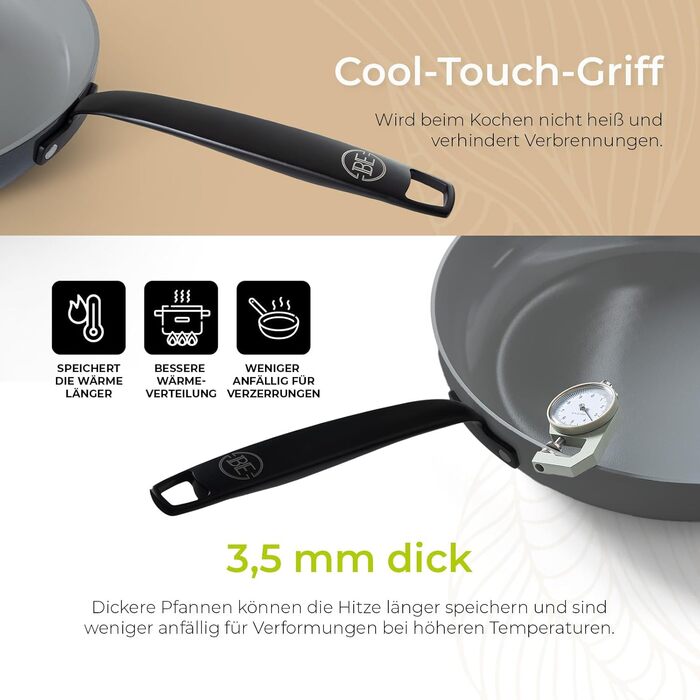 Каструля Be Living Essential з кришкою Ø 28 см з кришкою, антипригарна кераміка, індукційна, без PTFE та PFOA, (4 літри, сіра)