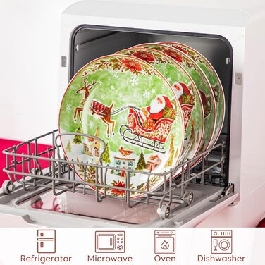 Серія 30-предметний порцеляновий різдвяний набір посуду на 6 осіб, різдвяний кавовий сервіз на 6 обідніх тарілок, 6 десертних тарілок, 6 супових тарілок, 6 кавових чашок та 6 блюдець (різдвяна тарілка для пасти на 4 предмети)