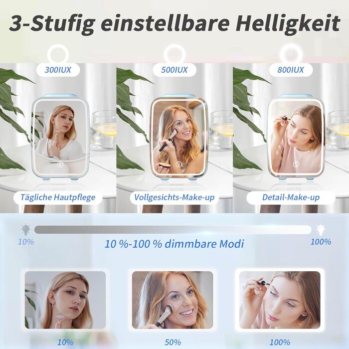 Міні-холодильник зі світлодіодним дзеркалом 4 л синій YASHE