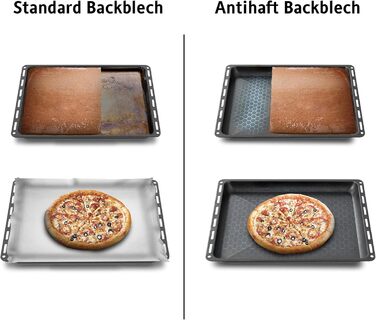 См, набір форм для випікання та решіток, глибока емальована сковорідка 3 см та хромована решітка для духовки та плити, стійка до подряпин та корозії, чорна (антипригарне покриття 455 x 30 мм), 45,5 x 36