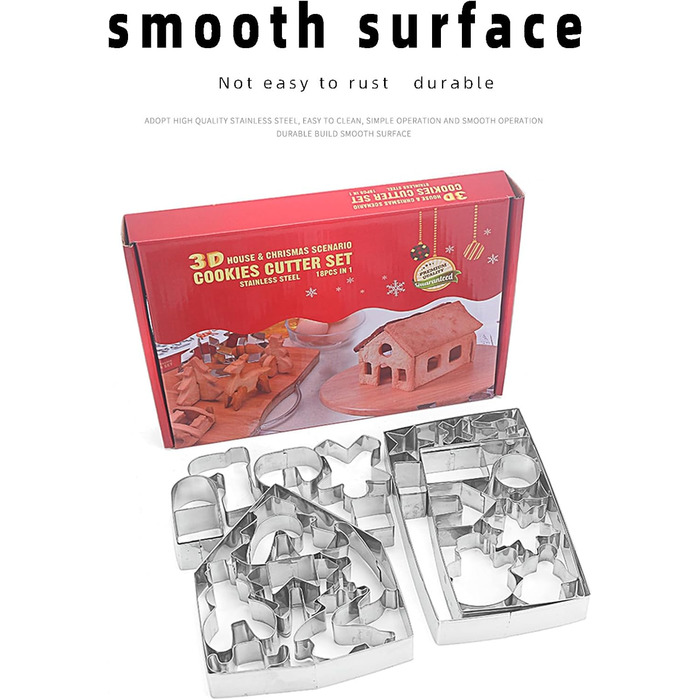 Набір формочок для печива у формі пряникового будиночка, FantasyDay, 10 шт. , формочки для печива з нержавіючої сталі, різдвяні формочки для тематичних тортів, тортів на день народження, помадного печива, сендвічів (4)