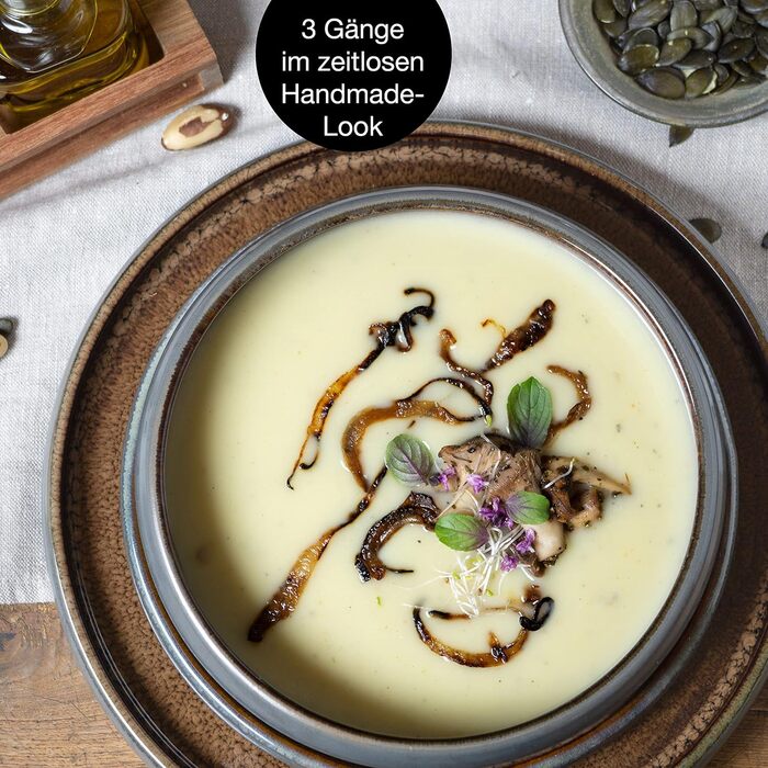 Набір тарілок на 6 персон, 18 предметів, бежева реактивна глазур Moritz & Moritz