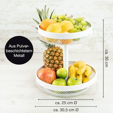 Підставка для фруктового торта Moritz & Moritz металева - підставка для торта з фруктовим кошиком - підставка для торта з фруктовою мискою (біла, кругла)
