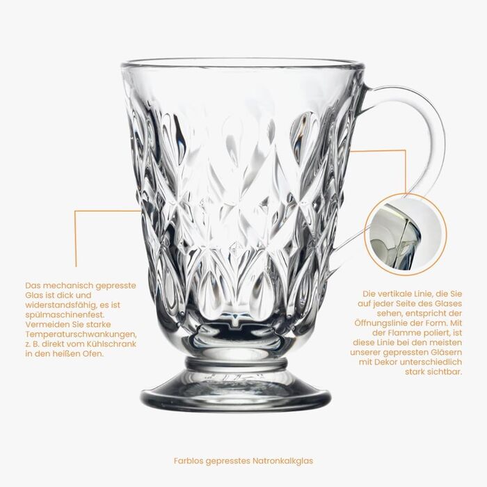 Склянка для чаю 275 мл з ручкою, набір 6 предметів Lyonnais La Rochere