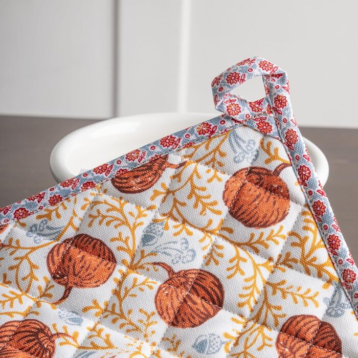 Рукавички для духовки Maison d&39 Hermine, підставки для каструль, 100 бавовна, термостійкі кухонні рукавички, рукавички для духовки (19 см x 33 см) та підставки для каструль (20 см x 20 см) для приготування їжі, Морзін - рукавички для духовки (19 x 33 см