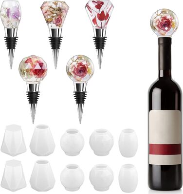 Набір із 5 пробок для винних пляшок та 10 силіконових форм до них Linkidea