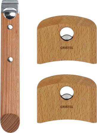 Набор ручек для посуды из нержавеющей стали и дерева бука, 3 предмета Casteline Cristel