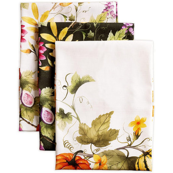 Набір із 3 багатоцільових кухонних рушників Maison d&39 Hermine Rural Christmas, 100 бавовна Барні рушники День подяки/Різдво (50 см x 70 см) (08 - Гарбузовий сад - Хмарно-кремовий)