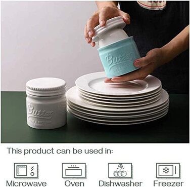 Баночка для масла порцелянова 192 мл, блакитна Dowan