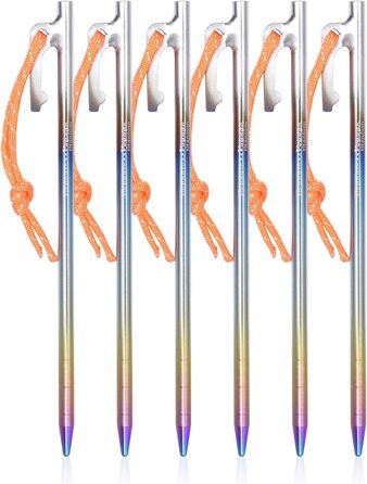 Кілочки з титанового сплаву 7 мм Надміцні цвяхи для намету Барвисті шліфовані цвяхи Міцні кемпінгові шпильки Садові кілки Кілочки для кемпінгу Тент Туристичний брезент 20 см / 24 см / 30 см / 35 см / 40 см 6 / 8 шт. / лот Ti4013P (20 см 6 шт. / лот Ti4013